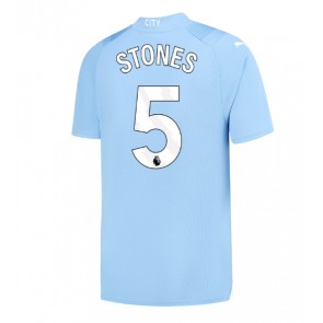 Lacne Muži Futbalové dres Manchester City John Stones #5 2023-24 Krátky Rukáv - Domáci